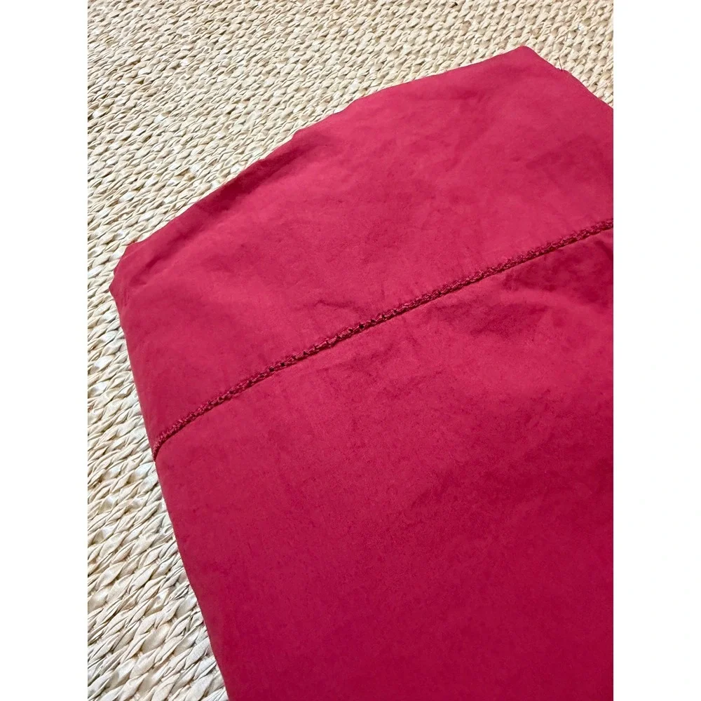 Ralph Lauren Home Twin Flat Sheet Burgundy Red 100% Supima Cotton Hemstitch